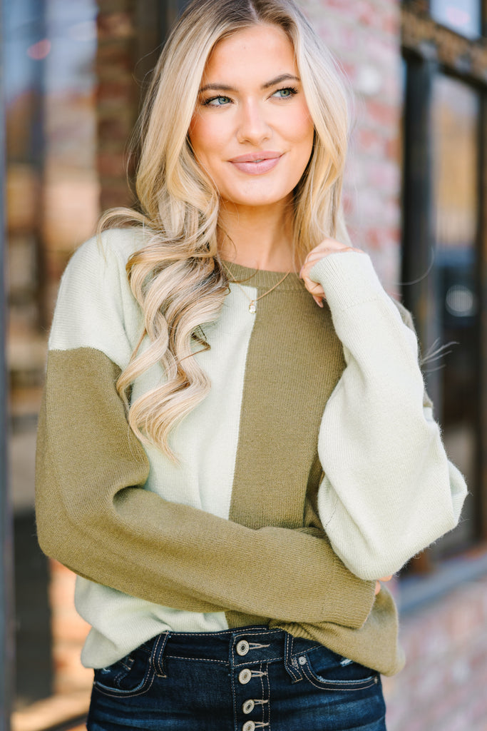 Best Believe It Sage & Olive Colorblock Sweater – Shop the Mint