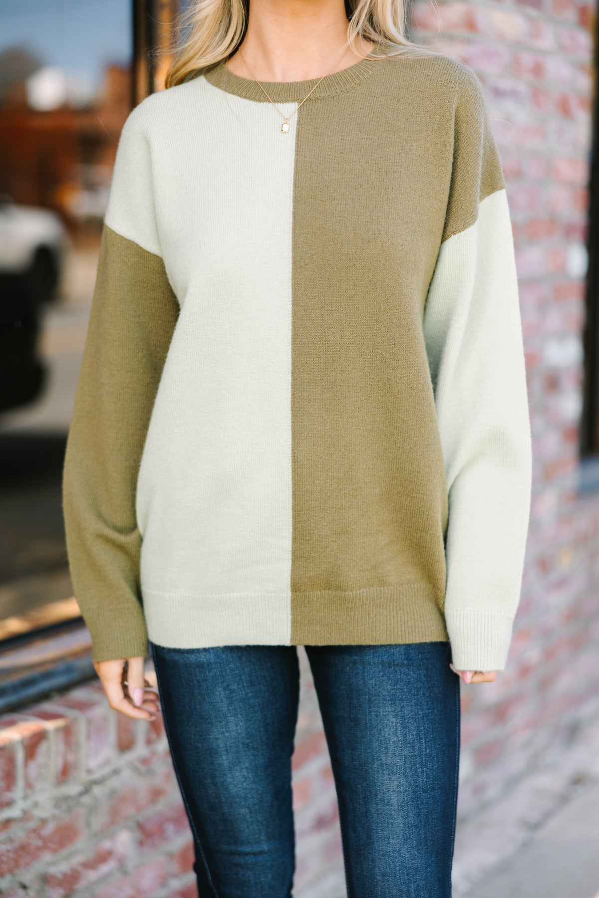 Best Believe It Sage & Olive Colorblock Sweater – Shop the Mint