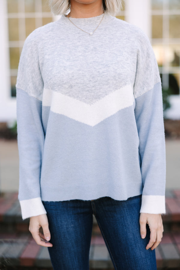 Finally Found You Gray & Blue Colorblock Sweater