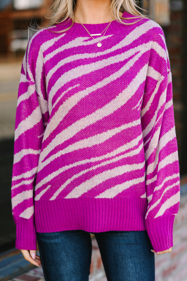 Stand For Love Magenta Purple Zebra Sweater