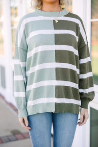 Easy To See Sage & Olive Striped Sweater