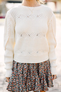 Good News Ivory White Cable Knit Sweater