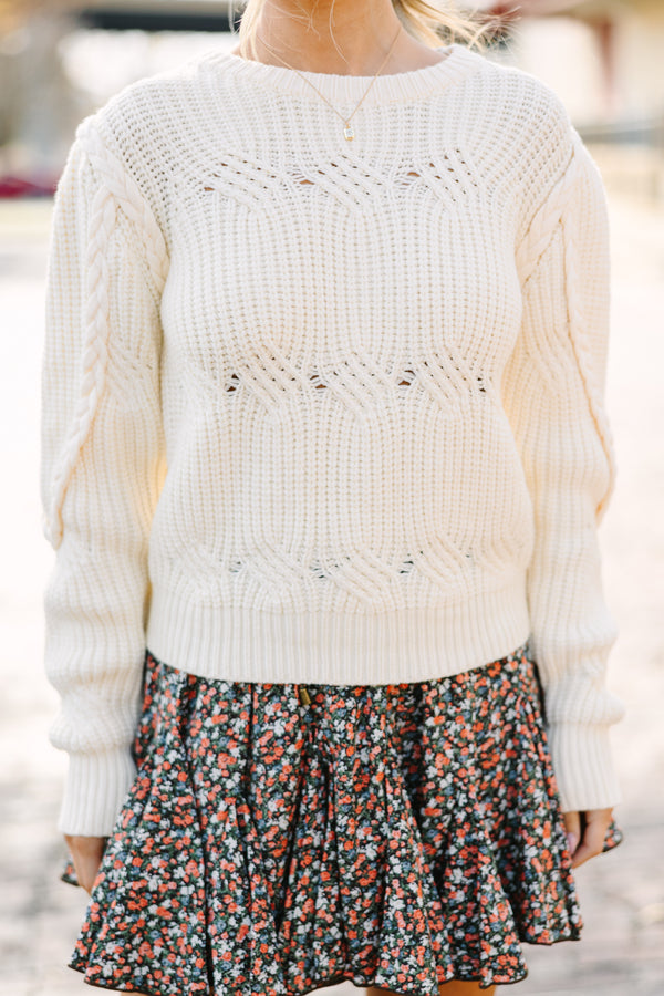 Good News Ivory White Cable Knit Sweater