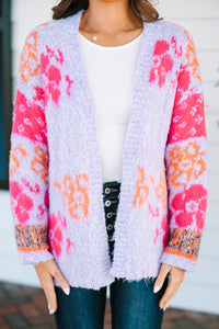 Never Miss OUt lavender Purple Floral Cardigan