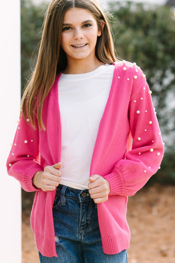 Girls: Get Going Fuchsia Pink Embellished Cardigan
