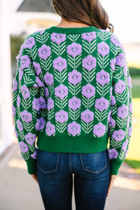 Free Spririt Emerald Green Floral Sweater