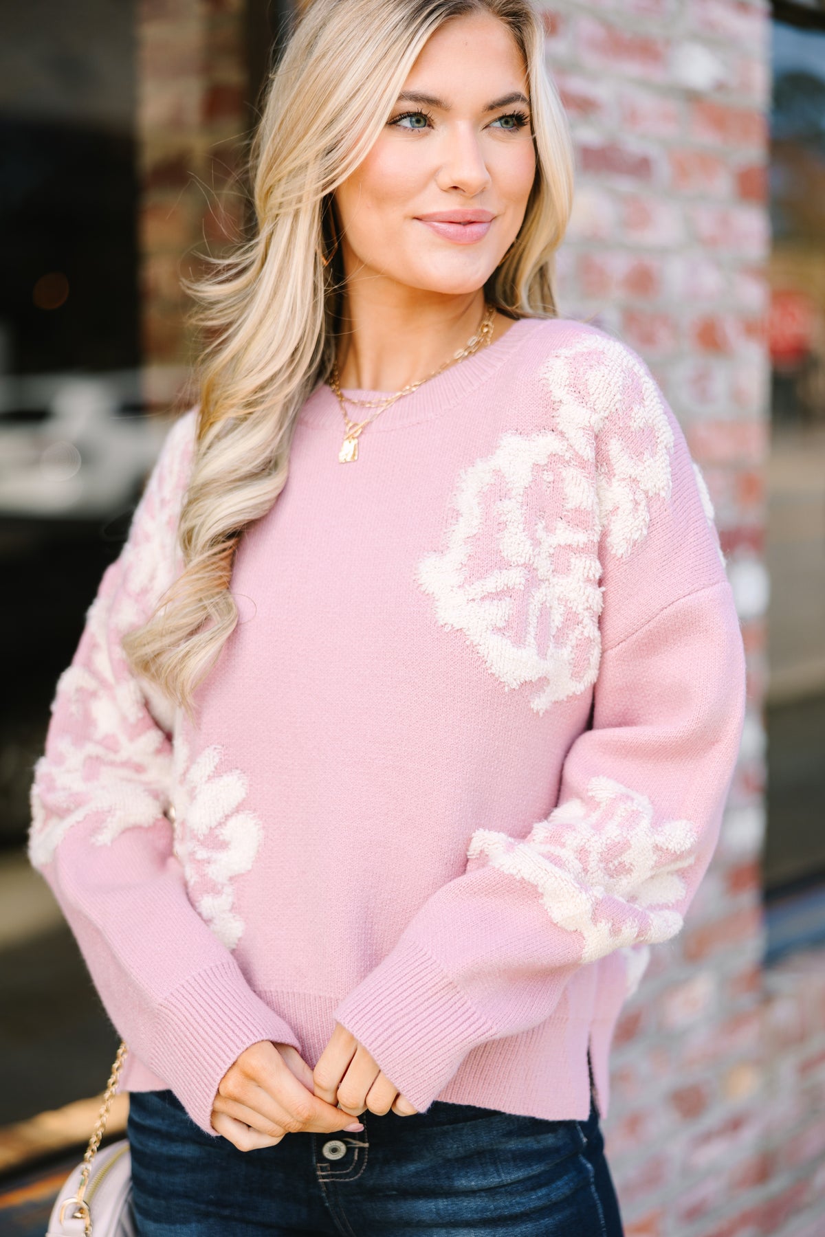 Sunday Flower Sleeve Sweater Pink main image 0