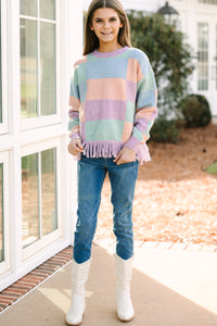 Girls: Make Your Day Lavender Multi Checkered Sweater