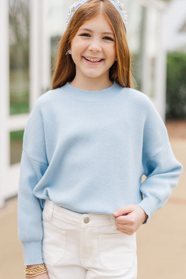 Girls: Perfectly You Light Blue Mock Neck Sweater