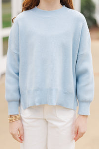 Girls: Perfectly You Light Blue Mock Neck Sweater