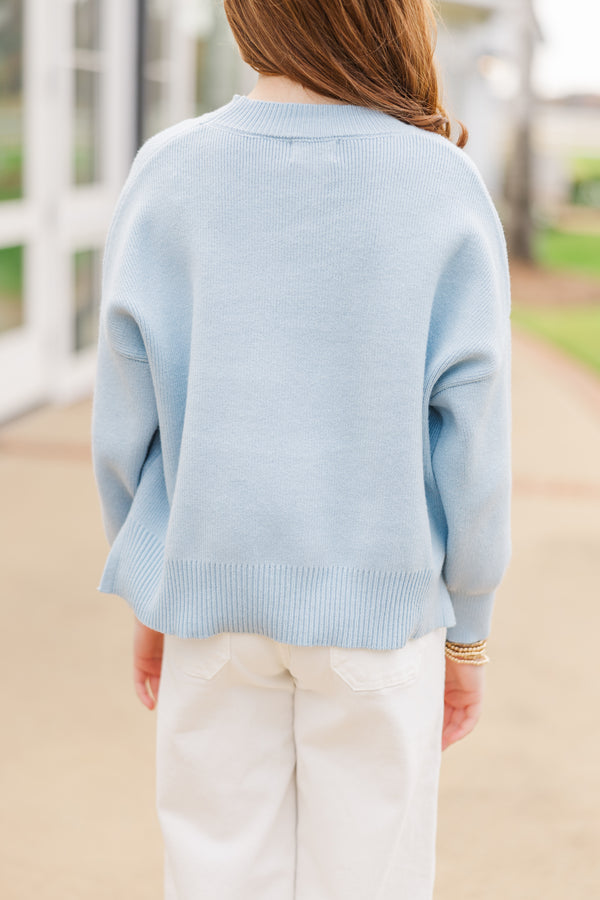 Girls: Perfectly You Light Blue Mock Neck Sweater