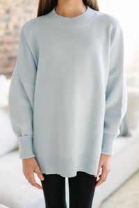 Girls: Just So You Light Blue Mock Neck Sweater