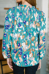 Girls: Raise Your Standards Teal Blue Floral Blouse