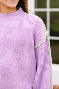 Girls: Right This Way Lavender Purple Colorblock Sweater