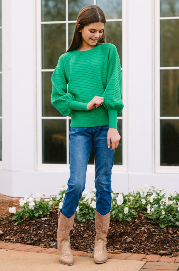 Girls: In The Works Green Sweater