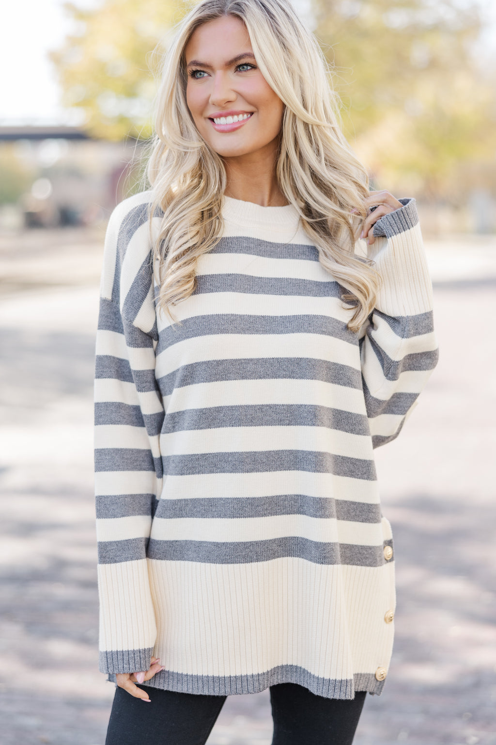 On The Way Up Heather Grey Striped Sweater – Shop the Mint