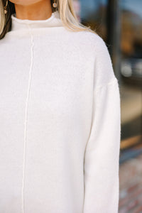 Hear It All Cream White Mock Neck Sweater