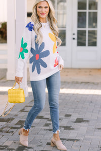 All On You White Floral Sweater