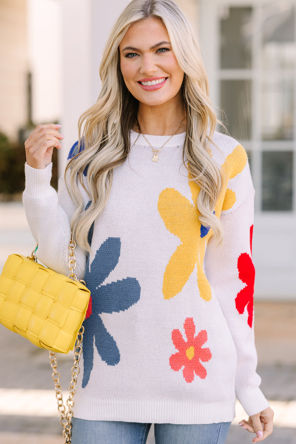 All On You White Floral Sweater