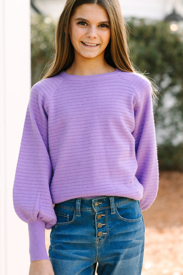 Girls: In The Works Lavender Purple Sweater