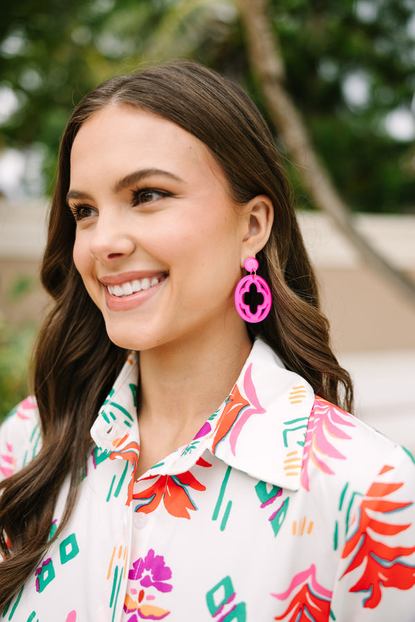 Just For You Fuchsia Pink Earrings