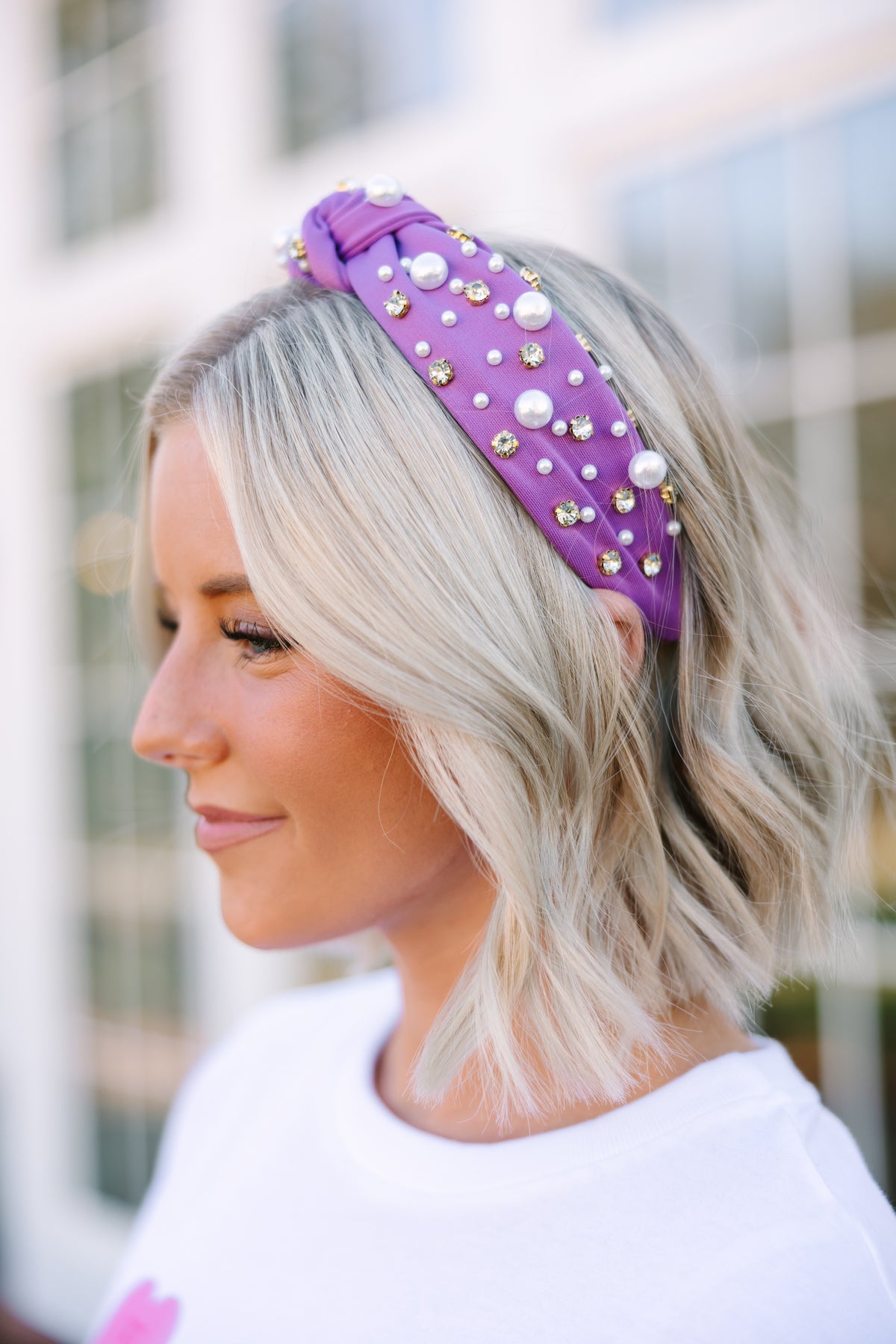 lavender flower headband All In Lavender Purple Embellished Headband – Shop the Mint