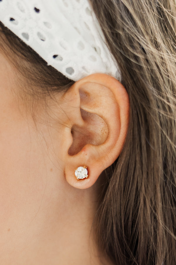 So Simple Clear Rhinestone Stud Earrings