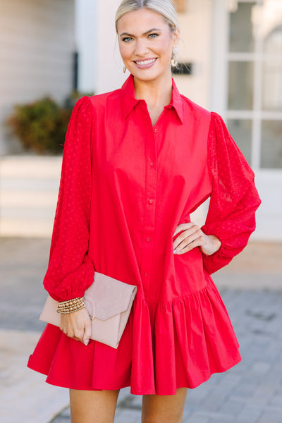red valentines dress long sleeve Live For Today Swiss Dot – Shop the Mint London Times Women's Long women's denim and dries quickly Color:TROPICAL GREEN