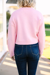 Feeling Femme Light Pink Floral Sweater