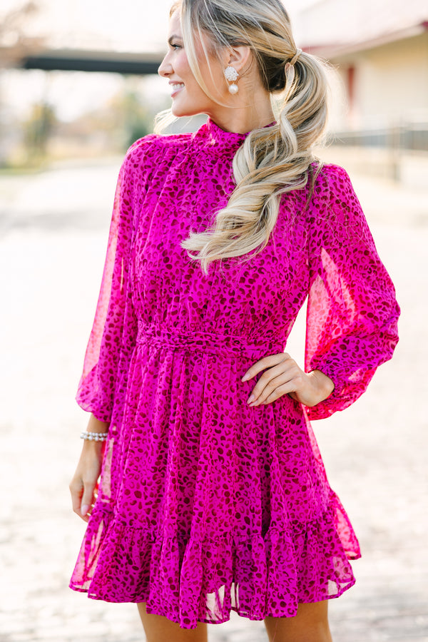 Now We See Magenta Pink Ditsy Leopard Dress Shop the Mint Now We See Magenta Pink Ditsy Leopard Dress Shop the Mint