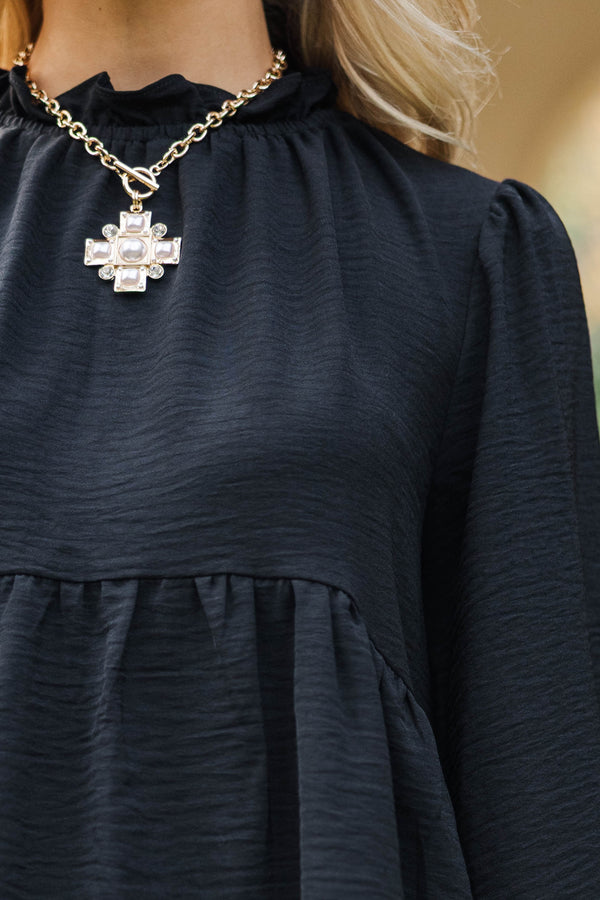 Making Moves Black Ruffled Blouse