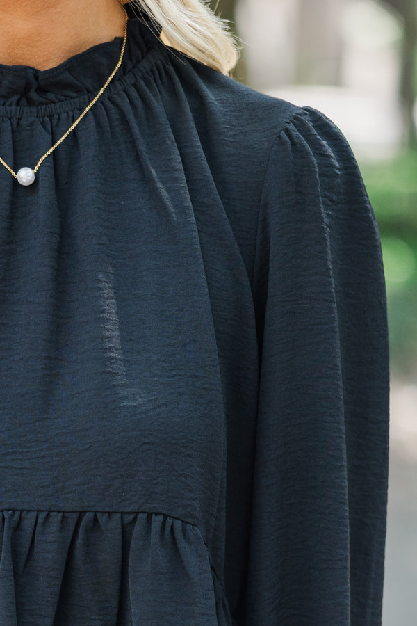 Making Moves Black Ruffled Blouse
