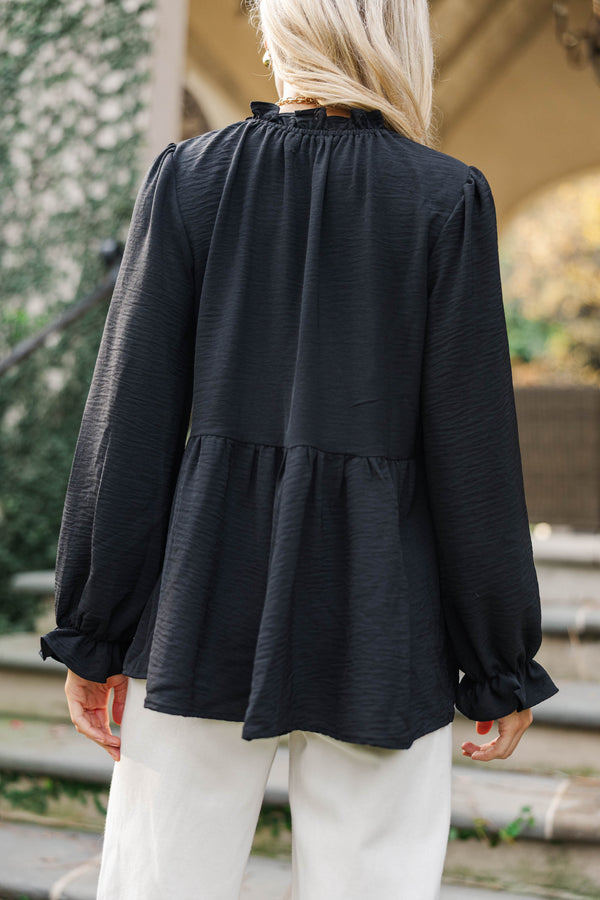 Making Moves Black Ruffled Blouse