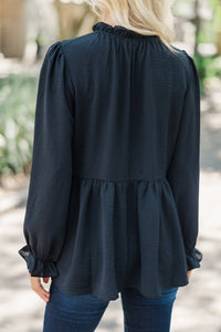 Making Moves Black Ruffled Blouse