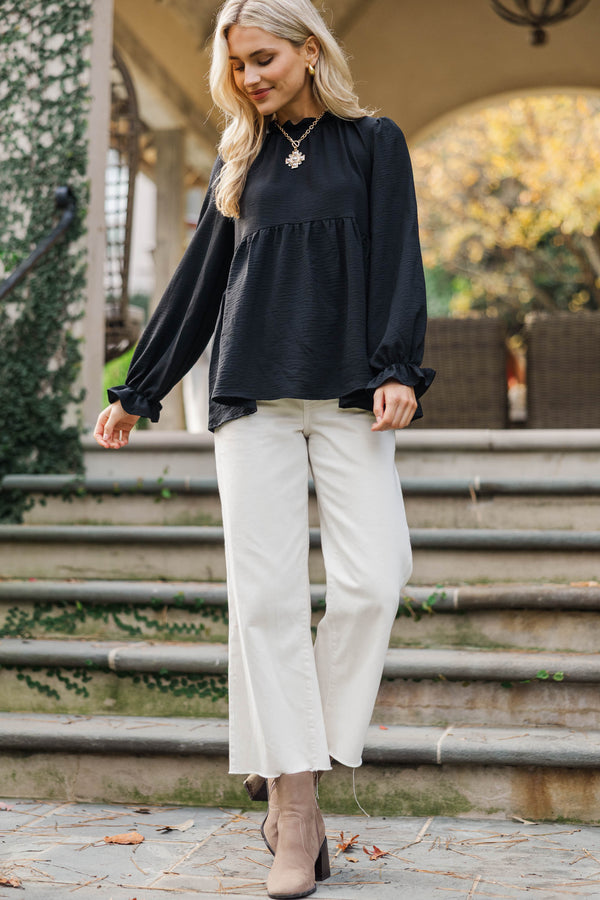 Making Moves Black Ruffled Blouse