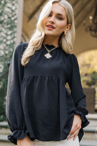 Making Moves Black Ruffled Blouse