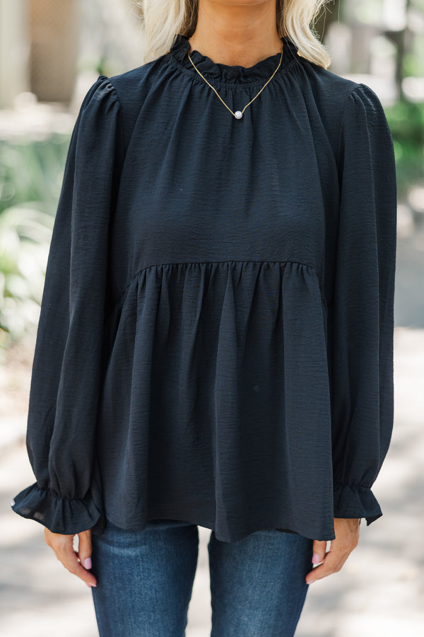 Making Moves Black Ruffled Blouse