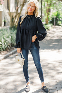 Making Moves Black Ruffled Blouse