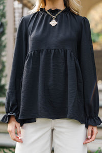 Making Moves Black Ruffled Blouse