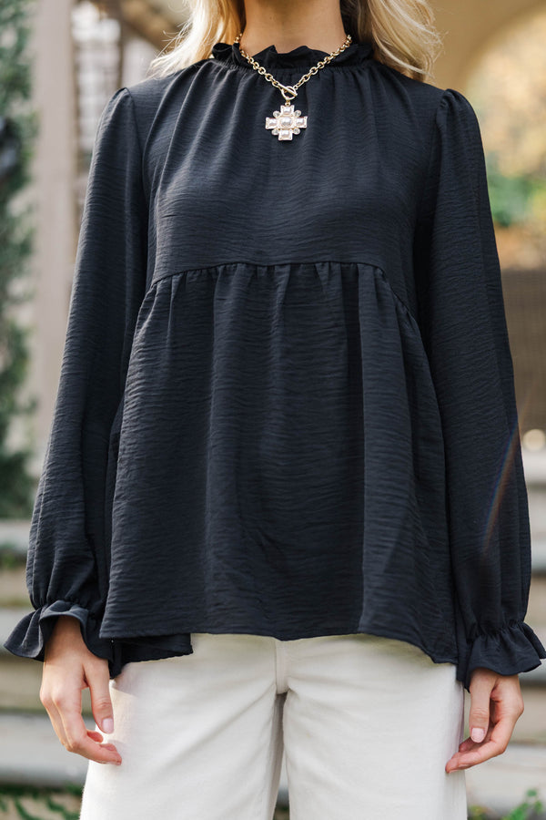 Making Moves Black Ruffled Blouse
