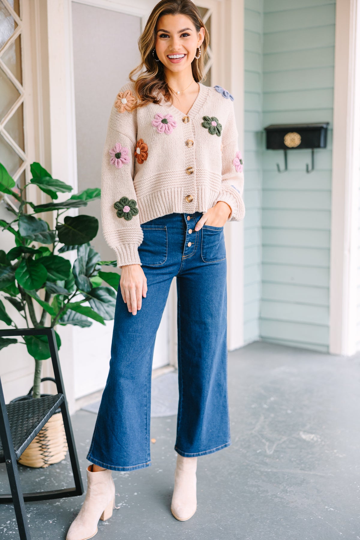 Feeling Sweet Fringe Cardigan In Champagne  Curves