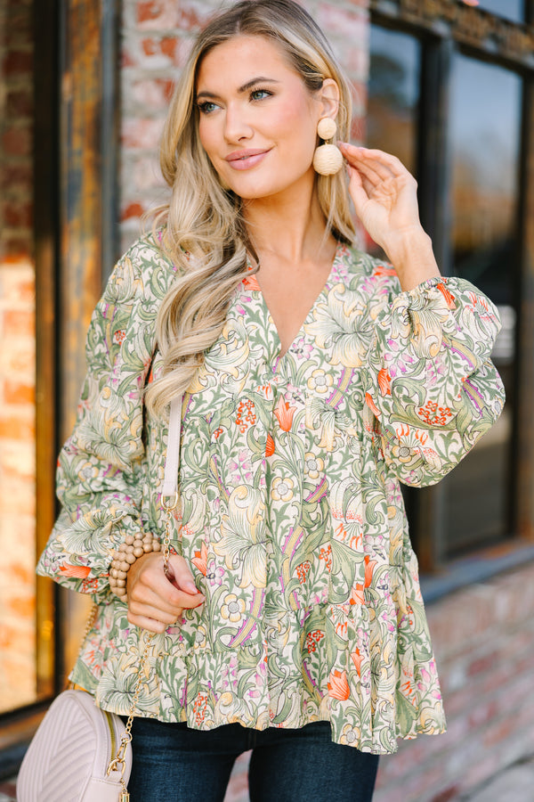 All For Love Olive Green Floral Blouse – Shop the Mint