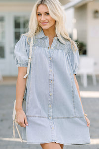 Get Together Medium Light Denim Babydoll Dress – Shop the Mint