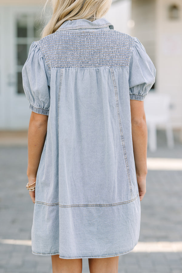 Get Together Medium Light Denim Babydoll Dress Shop the Mint Get Together Medium Light Denim Babydoll Dress Shop the Mint
