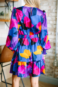 Mention You By Name Purple Abstract Dress