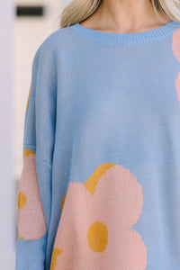 Good To You Dutsy Blue Floral Sweater
