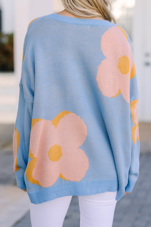 Good To You Dutsy Blue Floral Sweater