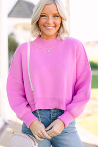 Where I Am Candy Pink Cropped Sweater