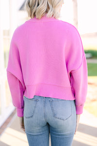 Where I Am Candy Pink Cropped Sweater