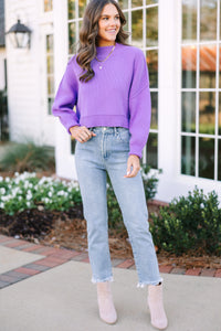 Where I Am Lavender Purple Cropped Sweater
